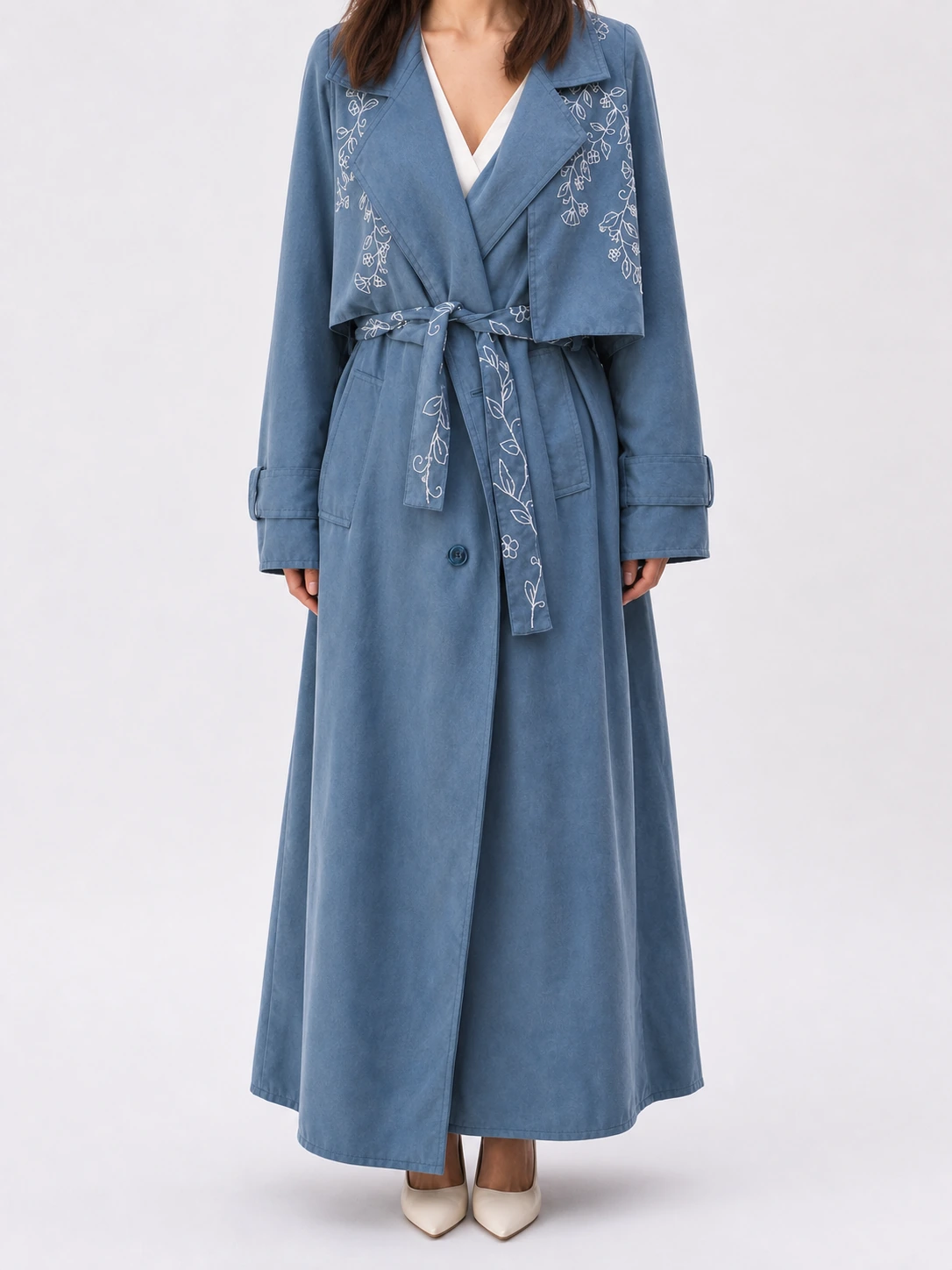 Trench Coat With Embroidery Details