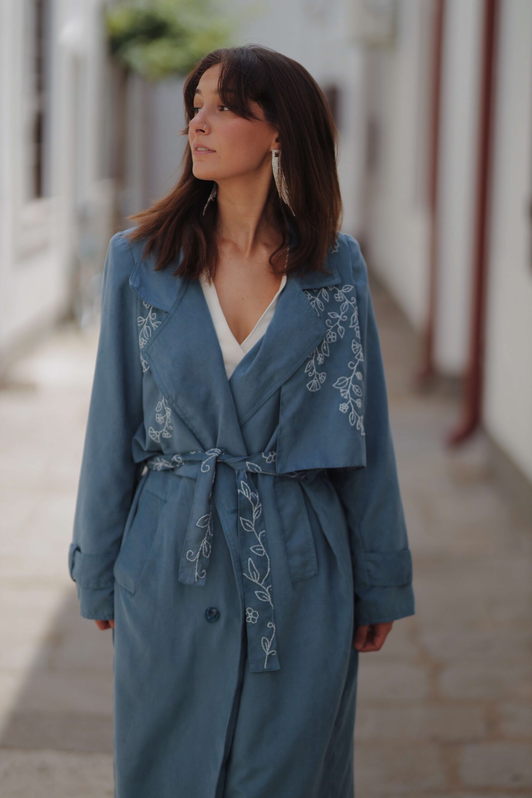 Trench Coat With Embroidery Details